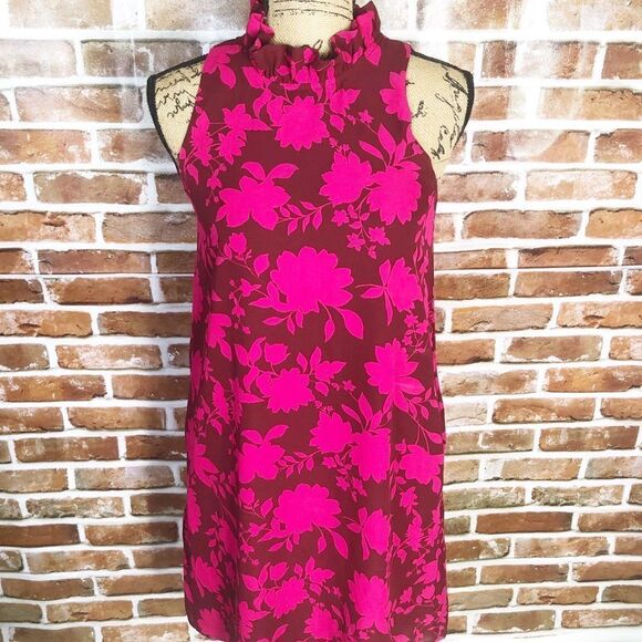 Gibson Pink Brown Flower Petite Dress Size PXS - Picture 1 of 10